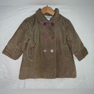 🤎 Baby GAP Herringbone Coat | Floral Lining | 12–18 Months